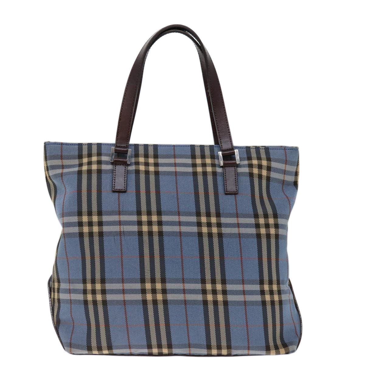 BURBERRY Nova Check Blue Label Hand Bag Canvas Blue Auth 71025