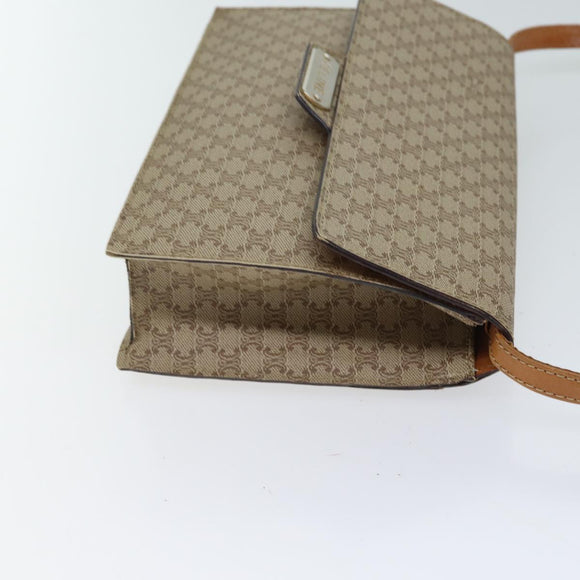 CELINE Macadam Canvas Shoulder Bag Coated Canvas Beige Auth 71054