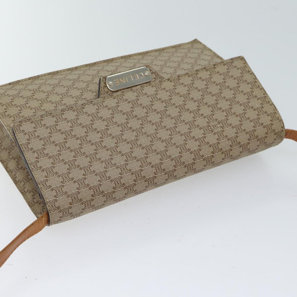 CELINE Macadam Canvas Shoulder Bag Coated Canvas Beige Auth 71054