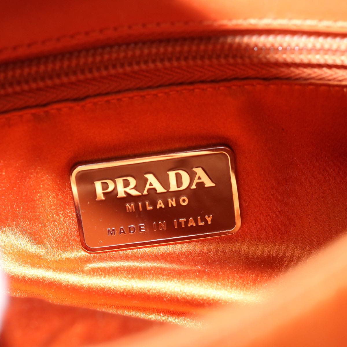 PRADA Shoulder Bag Canvas Beige Orange Auth 71062