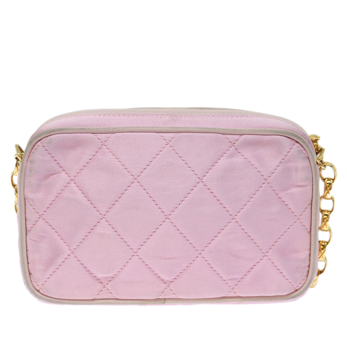 CHANEL Chain Shoulder Bag Satin Pink CC Auth 71073A - 0