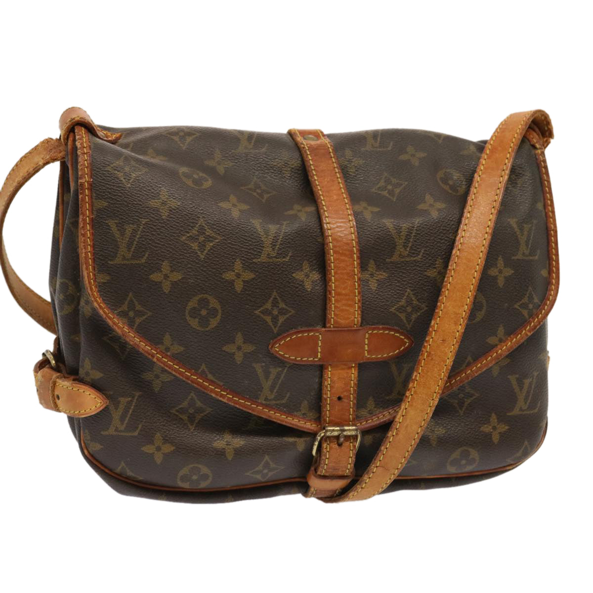 LOUIS VUITTON Monogram Saumur 30 Shoulder Bag M42256 LV Auth 71080