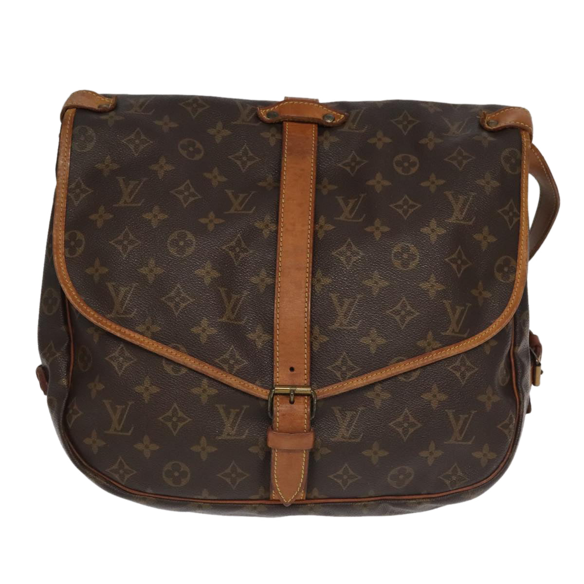 LOUIS VUITTON Monogram Saumur 35 Shoulder Bag M42254 LV Auth 71081