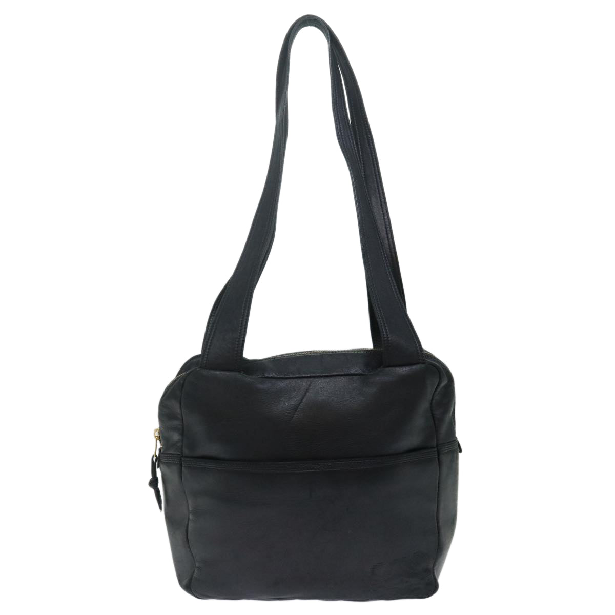 LOEWE Anagram Shoulder Bag Leather Black Auth 71087