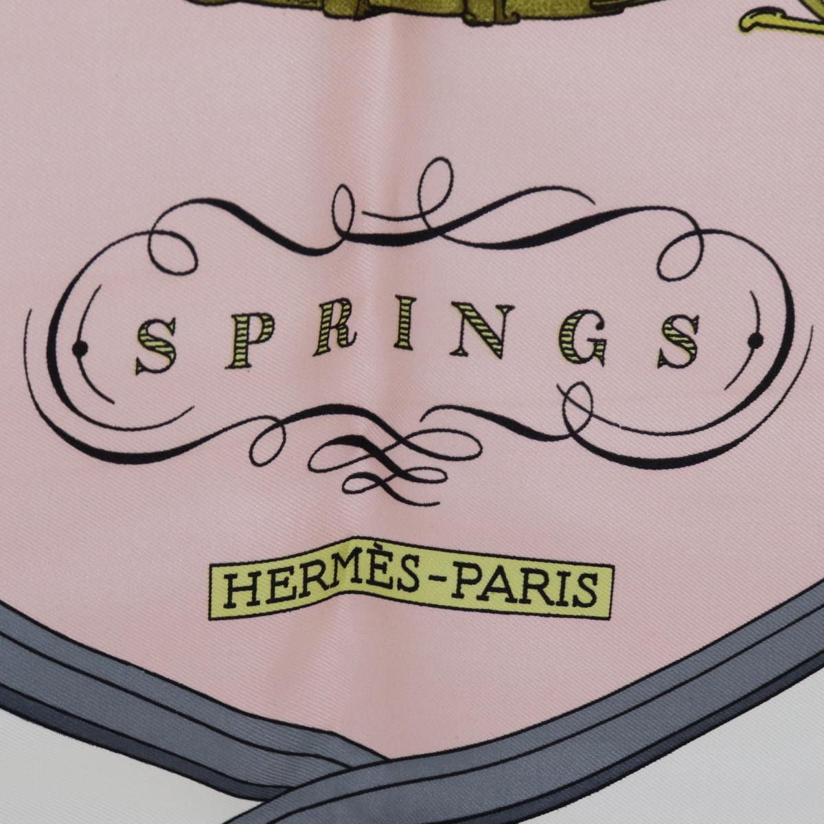 HERMES Carre 90 SPRINGS Scarf Silk Pink Auth 71133