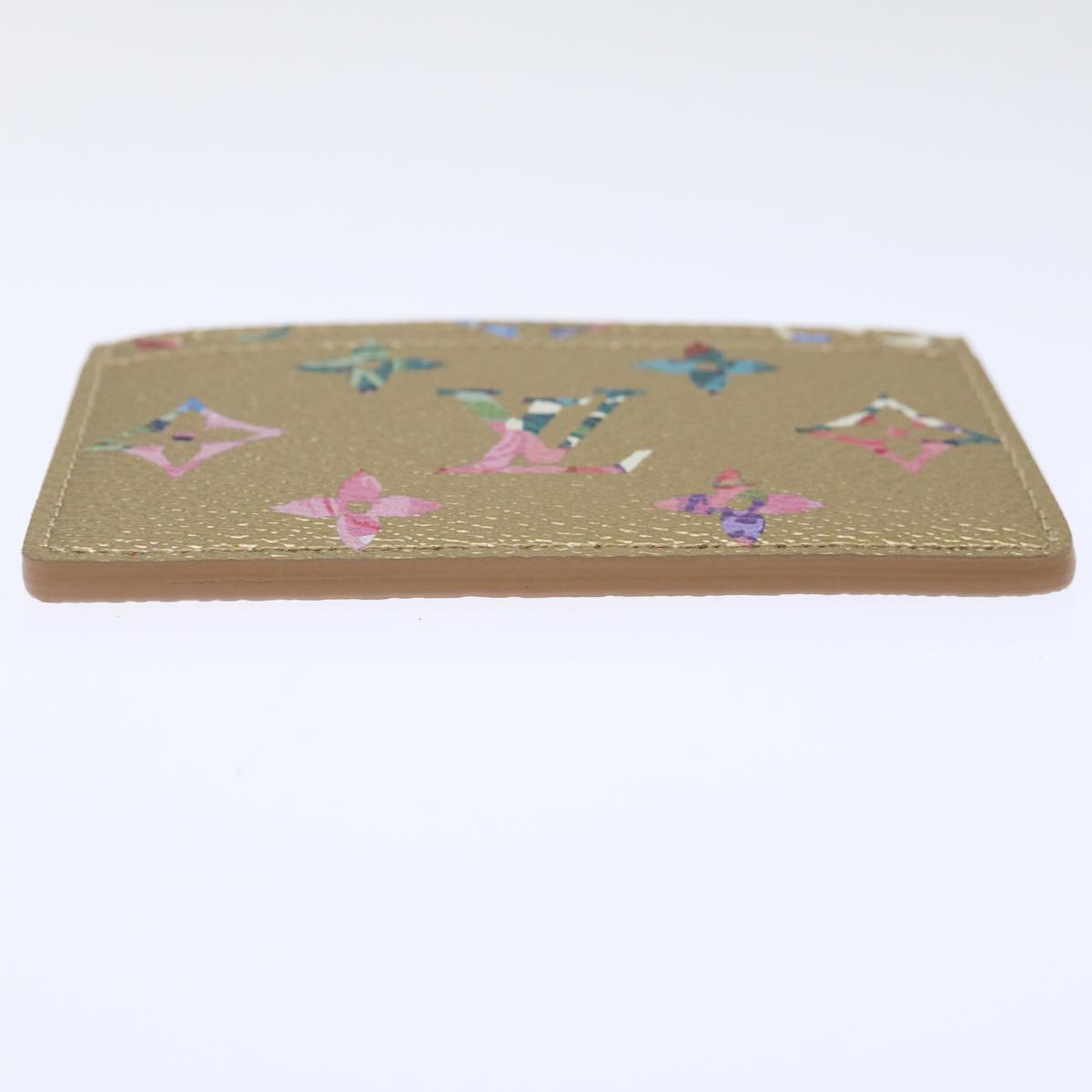 LOUIS VUITTON Floral Flower Porte Cartes Simple Case Gold M81726 LV Auth 71134A