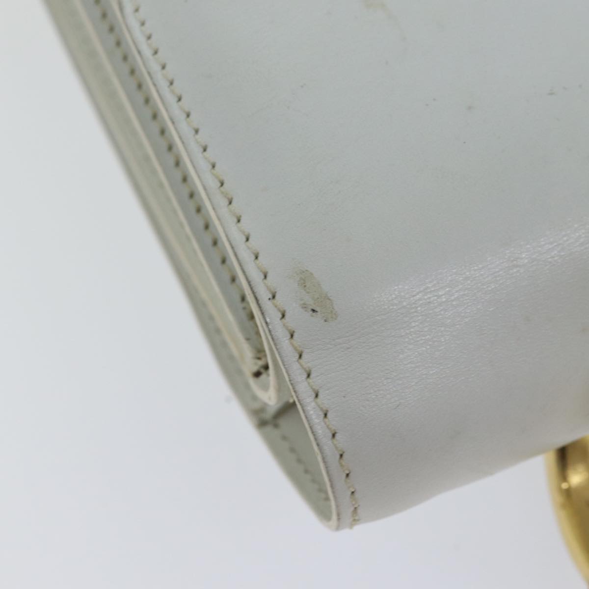 CELINE Hand Bag Leather White Auth 71163