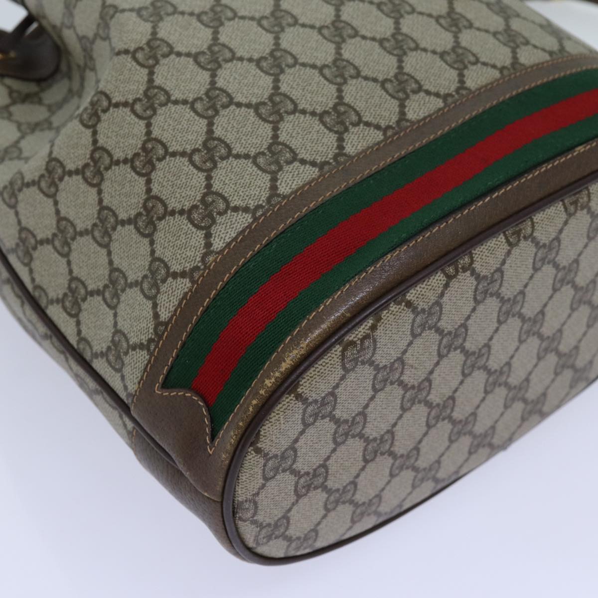 GUCCI GG Canvas Web Sherry Line Shoulder Bag PVC Beige Green Red Auth 71174