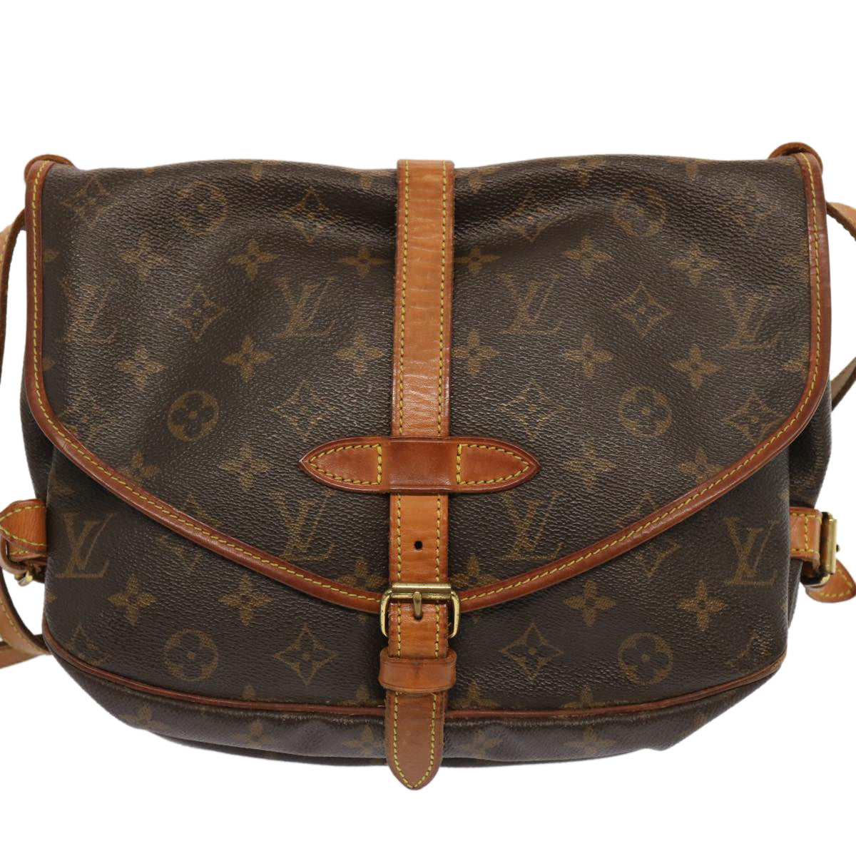 LOUIS VUITTON Monogram Saumur 30 Shoulder Bag M42256 LV Auth 71176