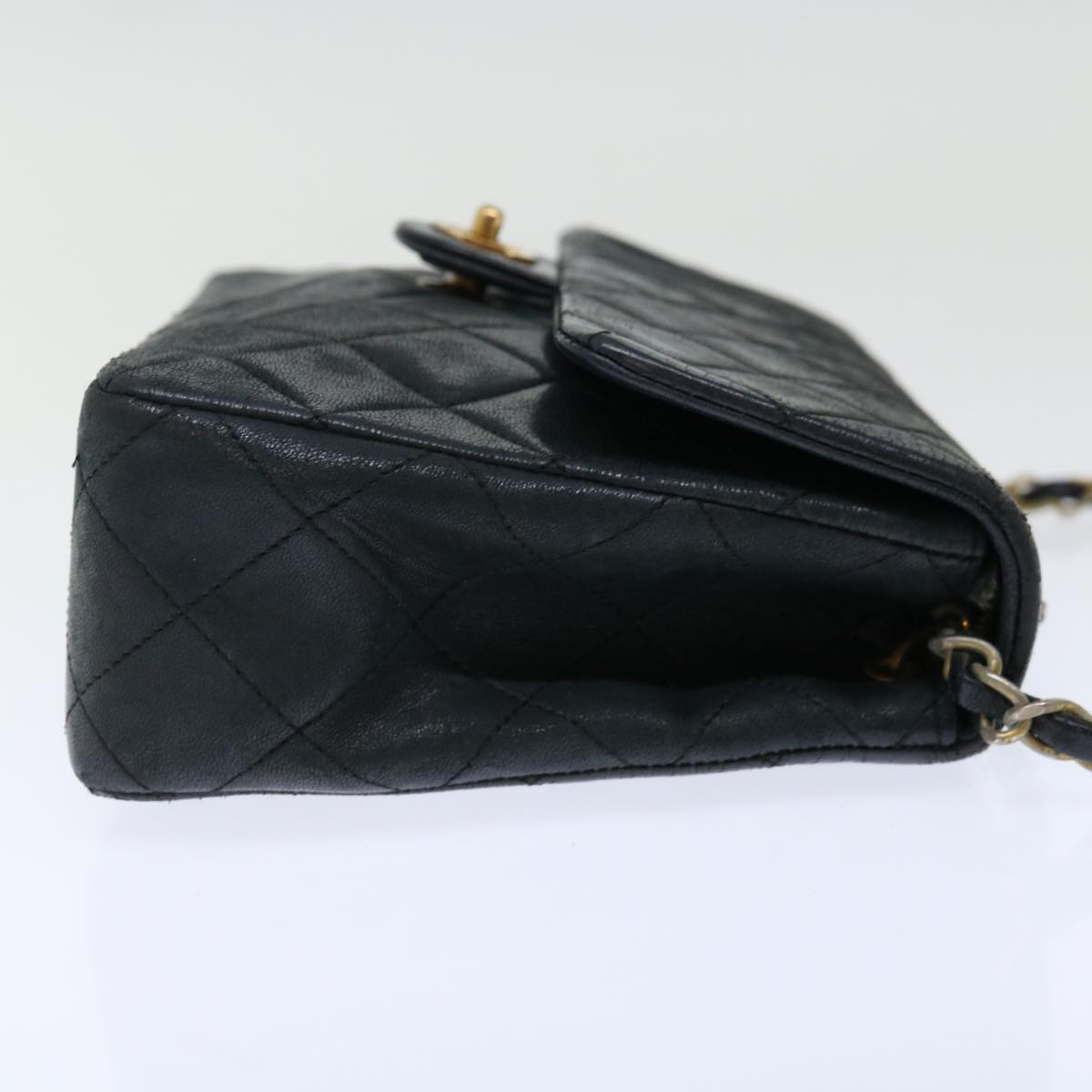 CHANEL Matelasse Chain Shoulder Bag Lamb Skin Black CC Auth 71178A