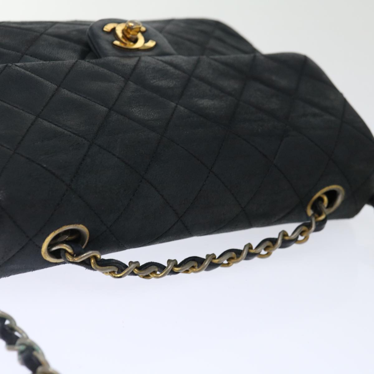 CHANEL Matelasse Chain Shoulder Bag Lamb Skin Black CC Auth 71178A