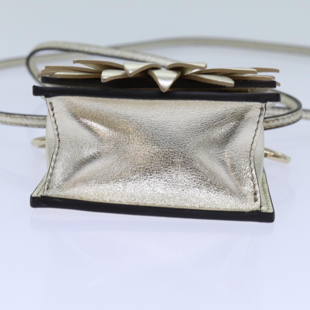 FENDI Canai Shoulder Bag Leather Champagne Gold Auth 71179A