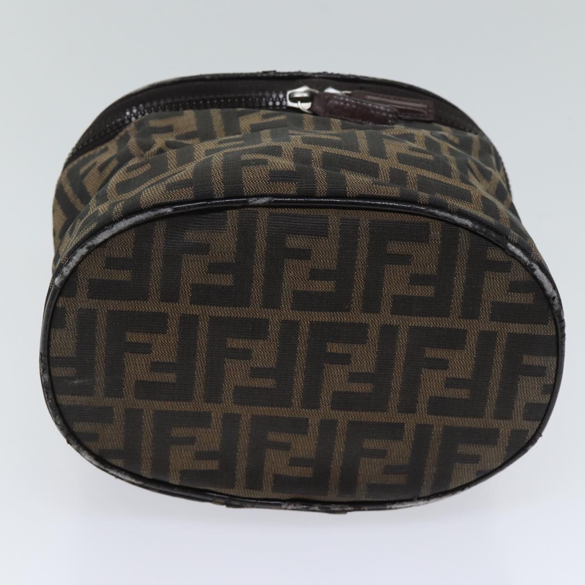 FENDI Zucca Canvas Vanity Cosmetic Pouch Brown Auth 71232