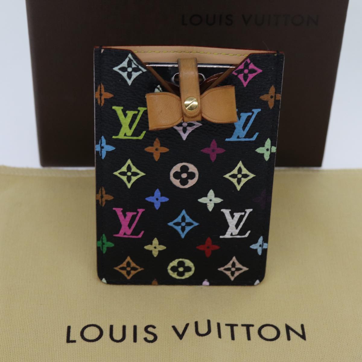 LOUIS VUITTON Monogram Multicolor Etui Mirror Black M92650 LV Auth 71234