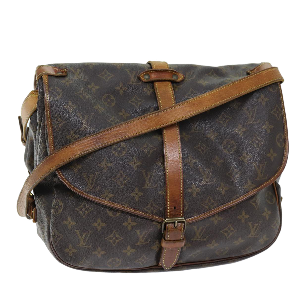 LOUIS VUITTON Monogram Saumur 35 Shoulder Bag M42254 LV Auth 71244