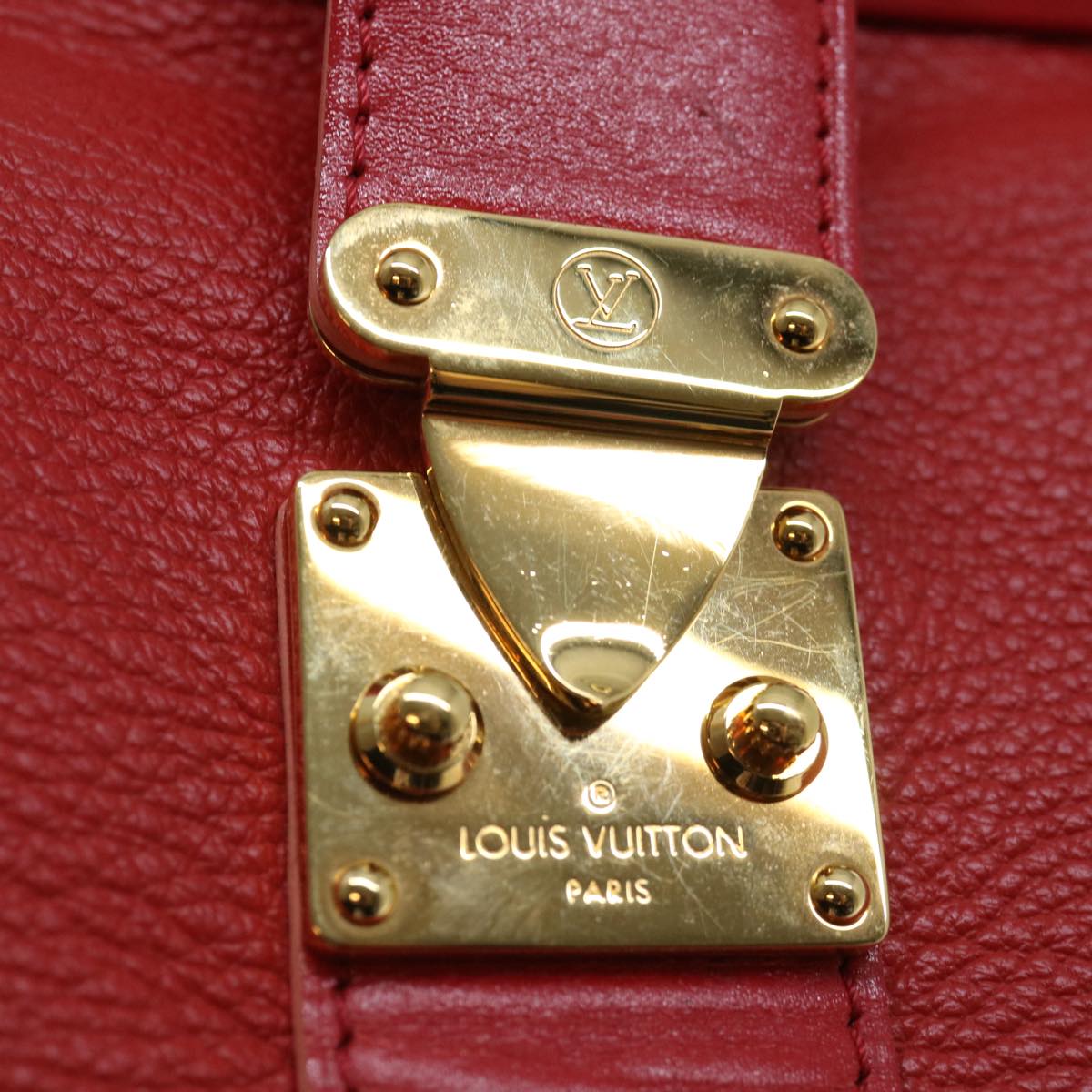 LOUIS VUITTON Suhari Angenu PM Hand Bag Leather Geranium M91843 LV Auth 71249