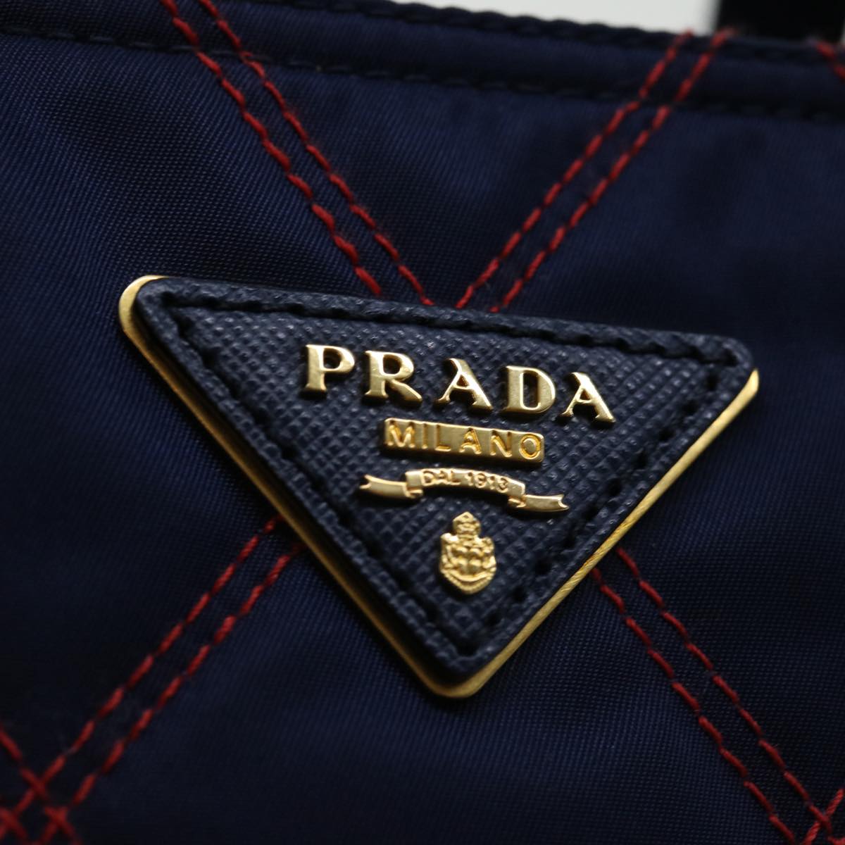 PRADA Hand Bag Nylon 2way Navy Red Auth 71293A