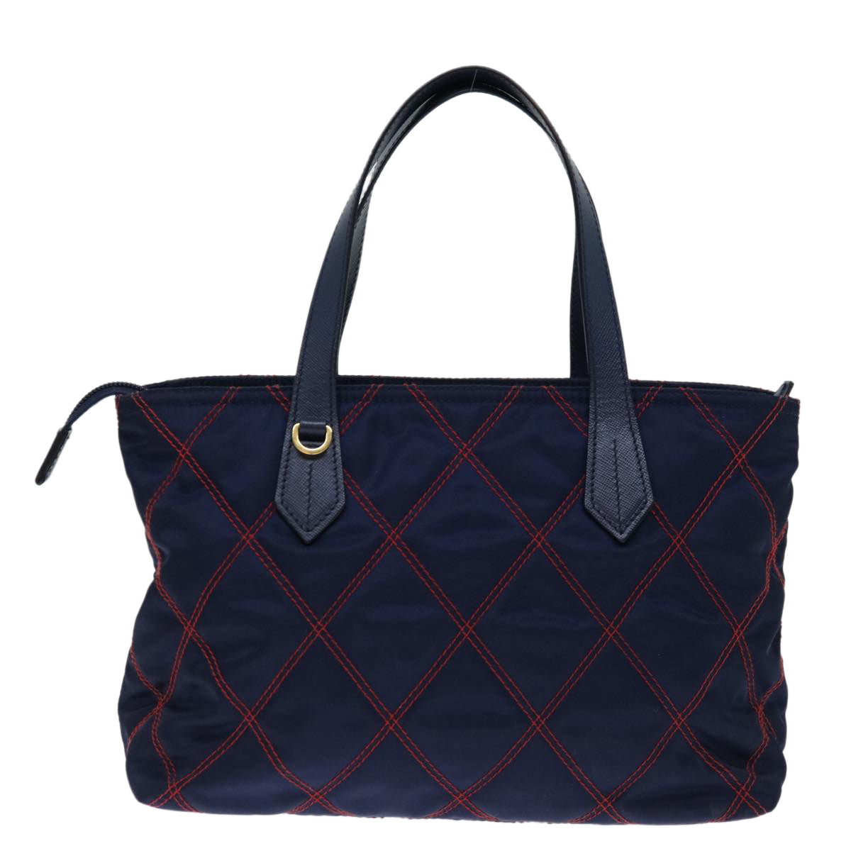 PRADA Hand Bag Nylon 2way Navy Red Auth 71293A - 0