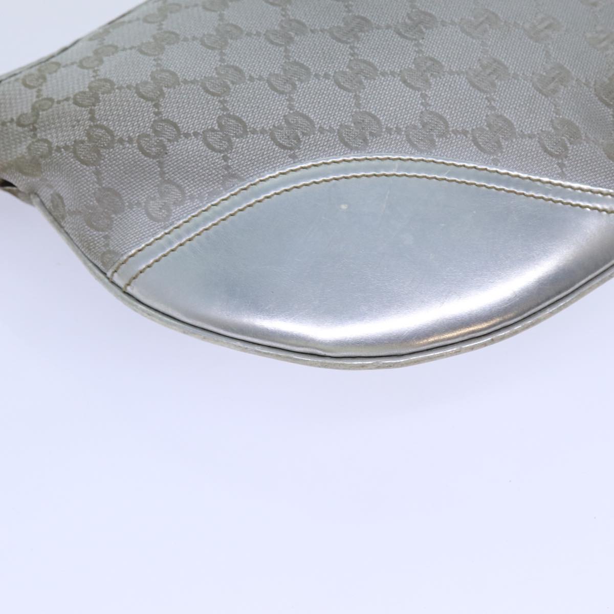 GUCCI GG Canvas Shoulder Bag Silver Auth 71301