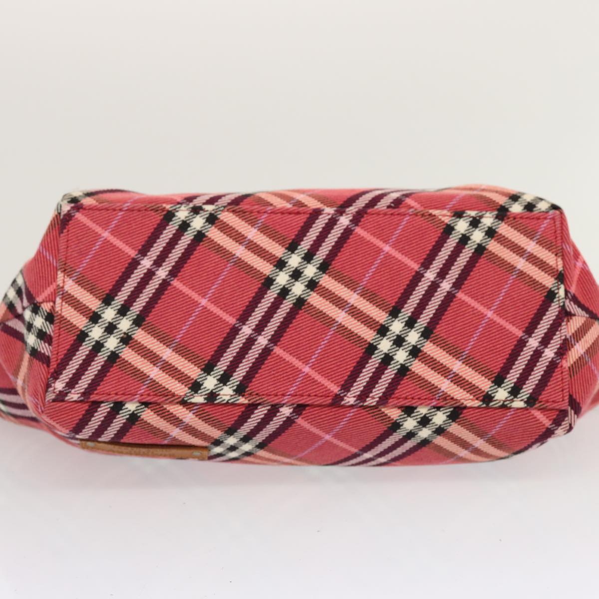 BURBERRY Nova Check Blue Label Hand Bag Canvas Red Auth 71302