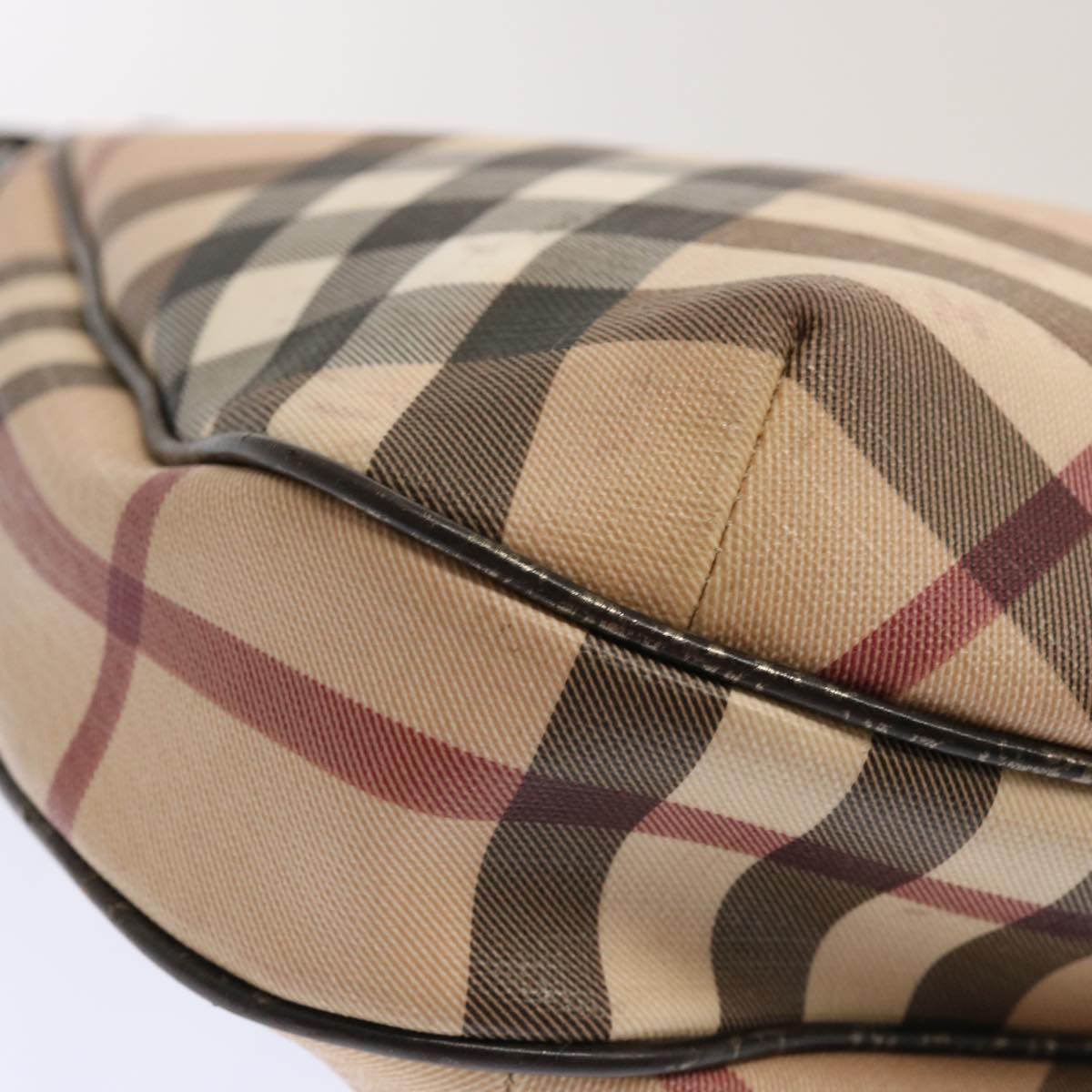 BURBERRY Nova Check Shoulder Bag PVC Beige Auth 71307