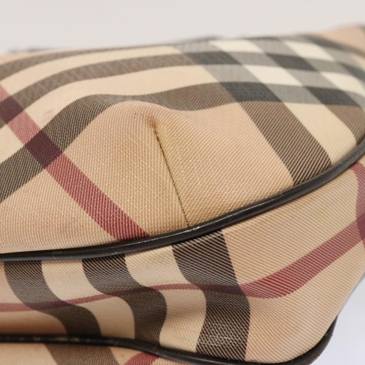 BURBERRY Nova Check Shoulder Bag PVC Beige Auth 71307