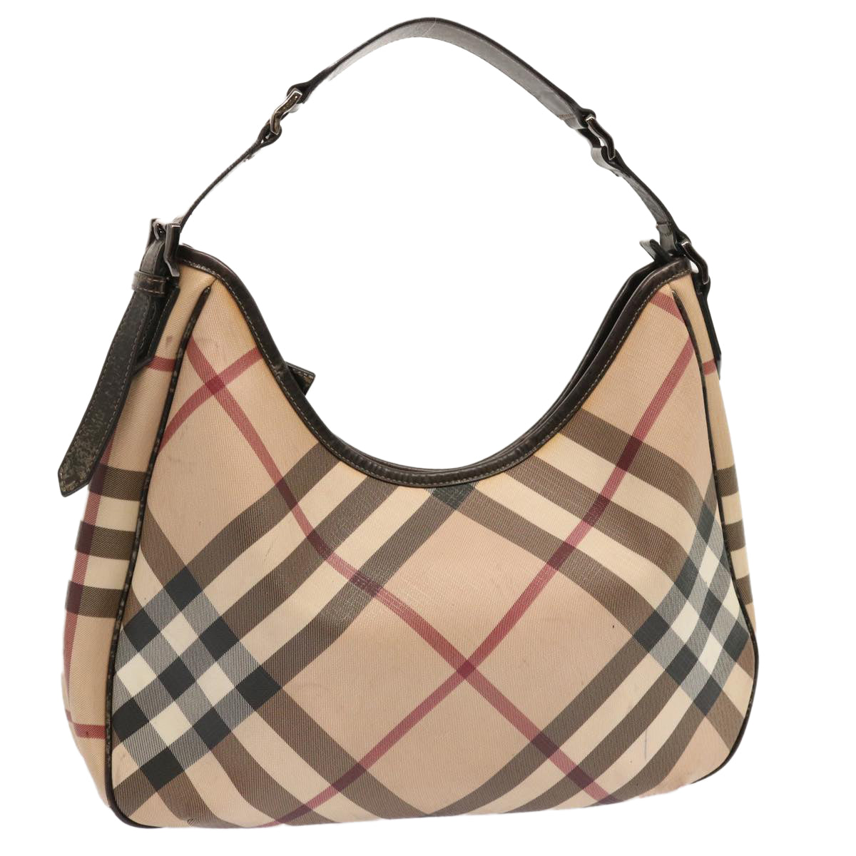 BURBERRY Nova Check Shoulder Bag PVC Beige Auth 71307