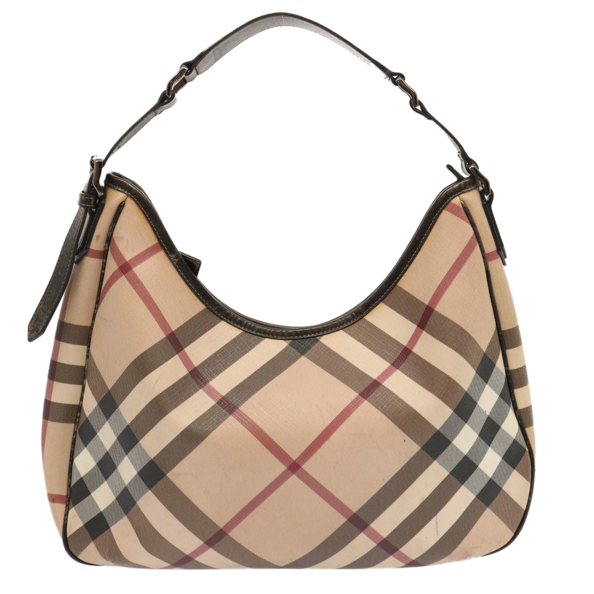 BURBERRY Nova Check Shoulder Bag PVC Beige Auth 71307