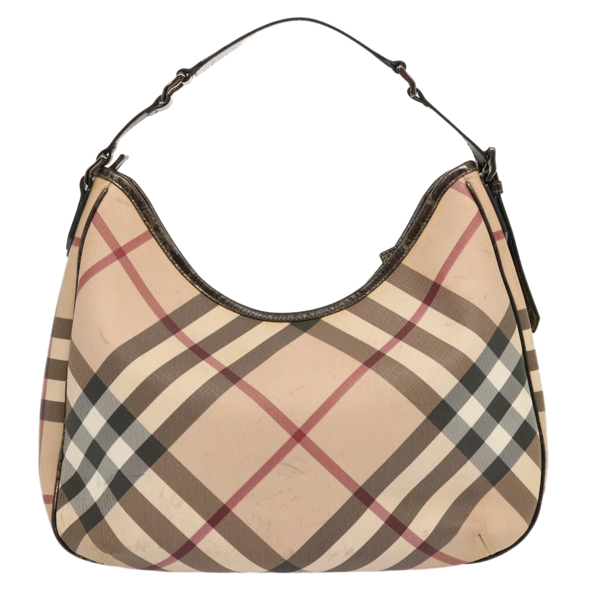 BURBERRY Nova Check Shoulder Bag PVC Beige Auth 71307