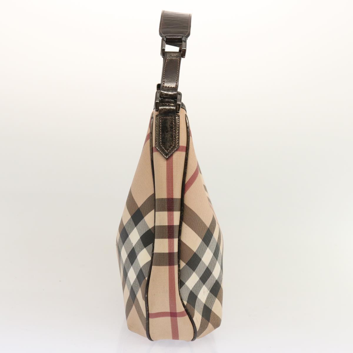 BURBERRY Nova Check Shoulder Bag PVC Beige Auth 71307