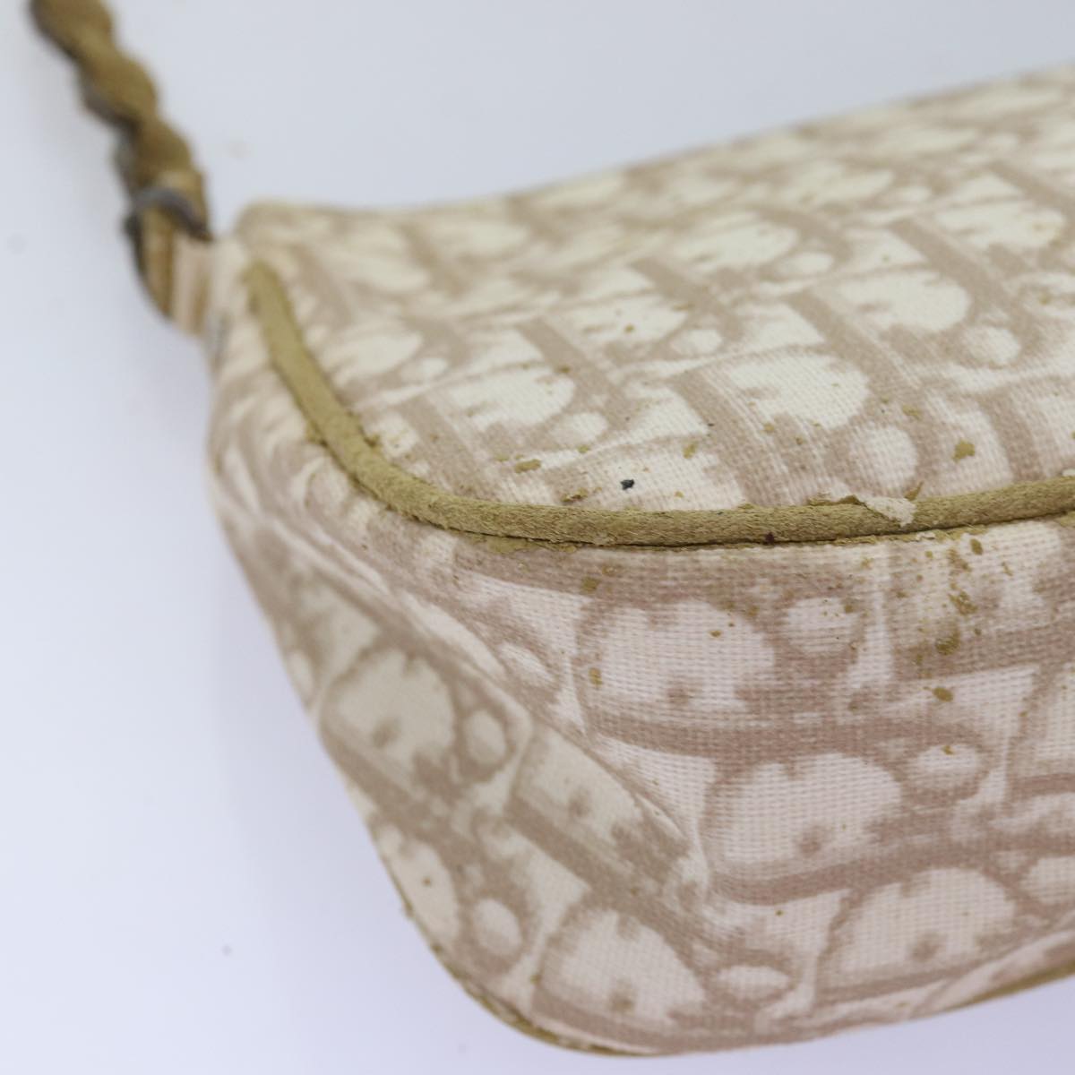 Christian Dior Trotter Romantic Shoulder Bag PVC Beige Auth 71325