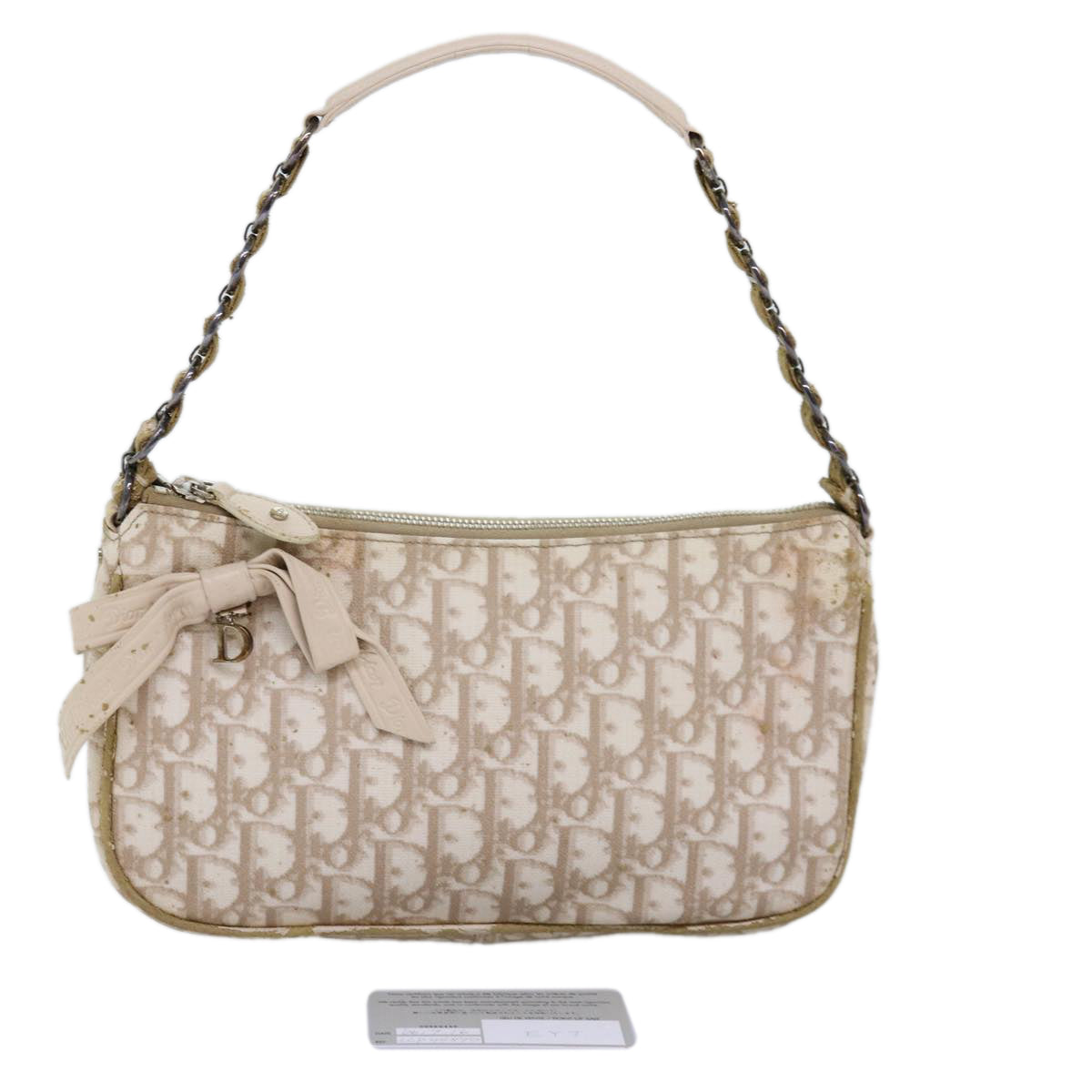 Christian Dior Trotter Romantic Shoulder Bag PVC Beige Auth 71325