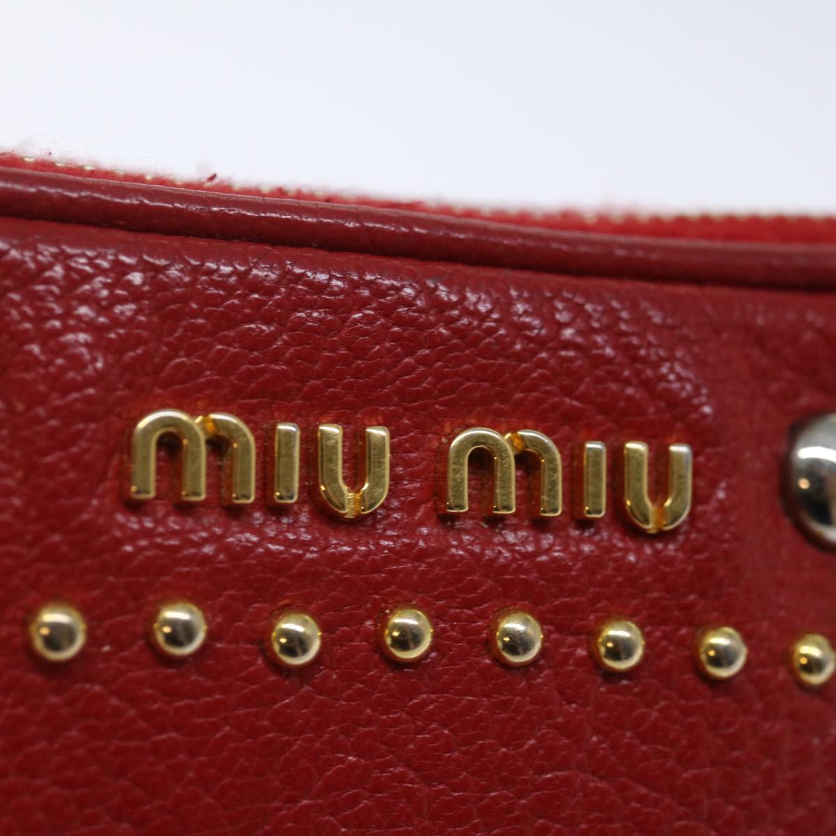 Miu Miu Pouch Leather Red Auth 71334