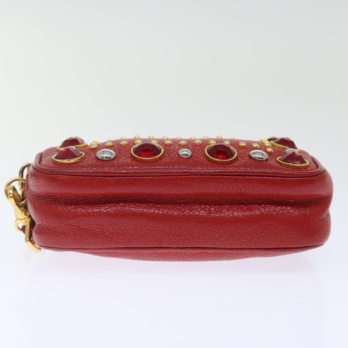 Miu Miu Pouch Leather Red Auth 71334