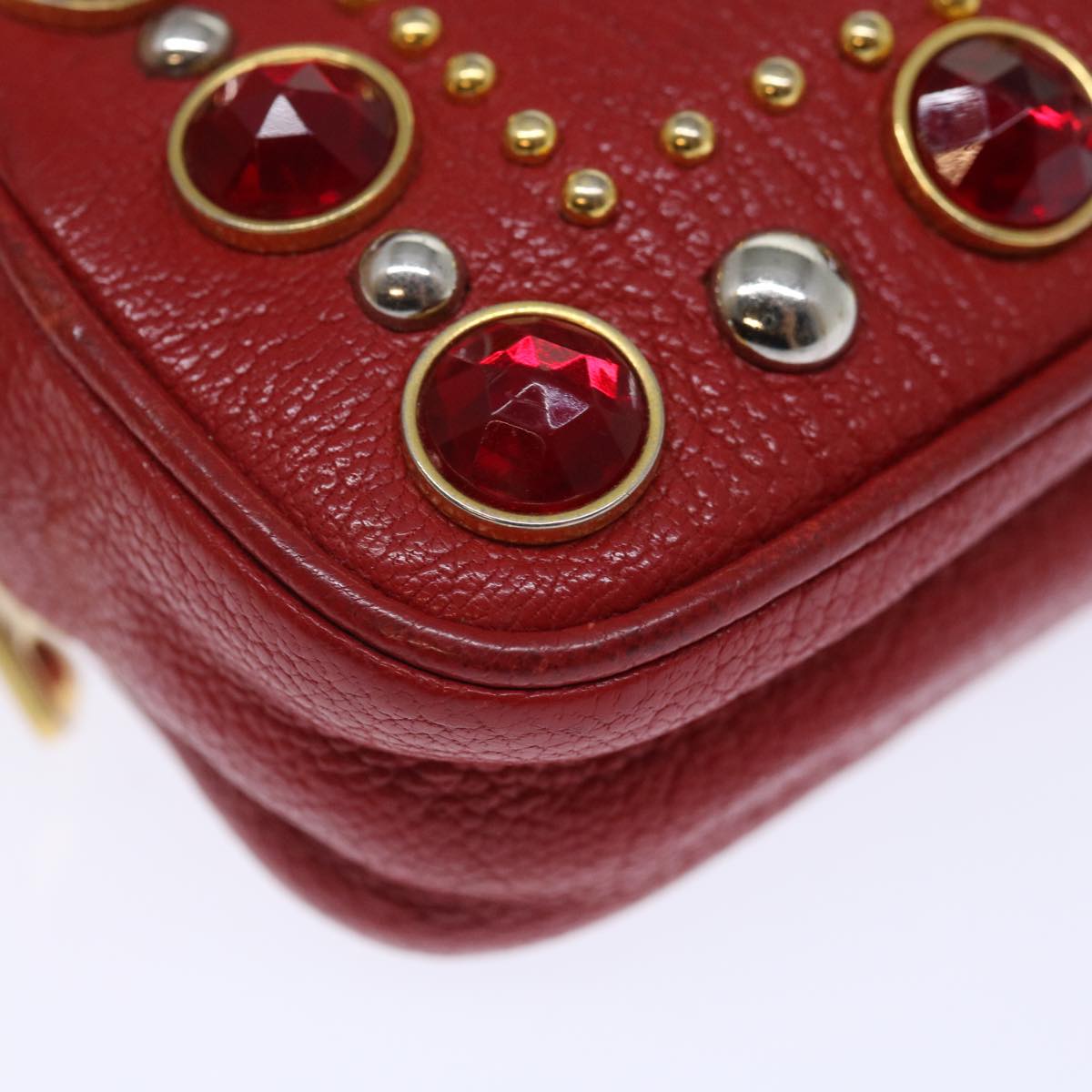 Miu Miu Pouch Leather Red Auth 71334