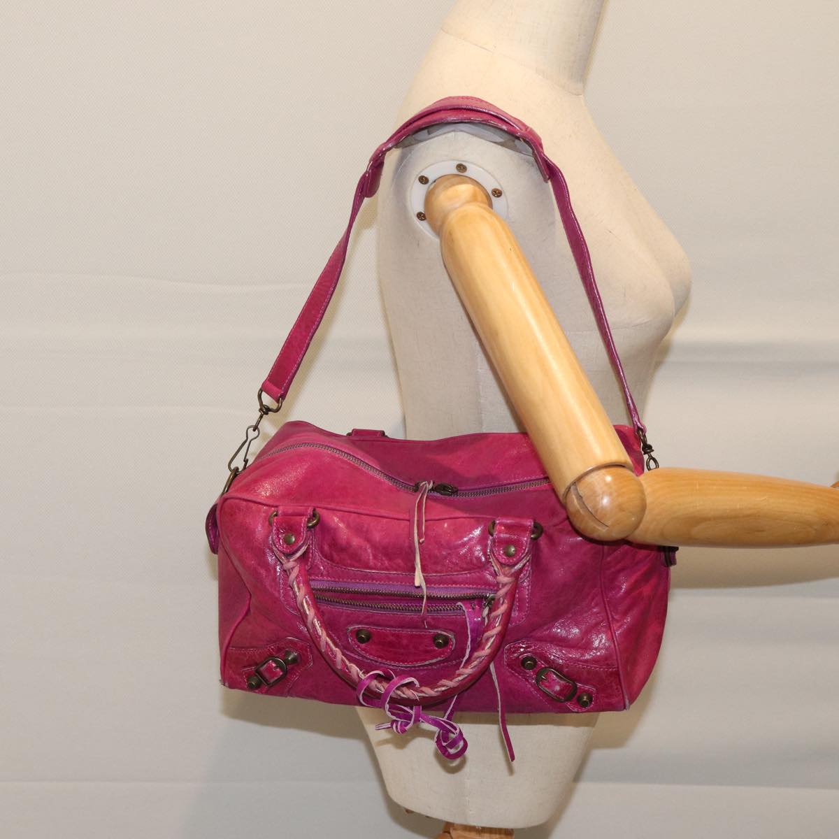 BALENCIAGA The Box Hand Bag Leather 2way Pink 145694 Auth 71336