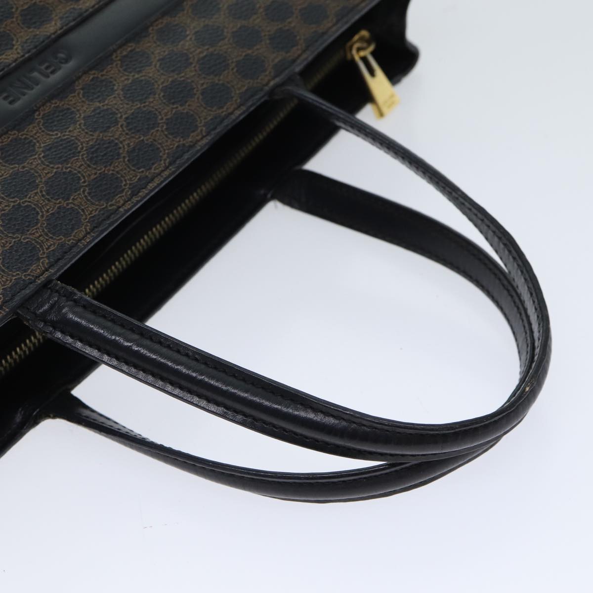 CELINE Macadam Canvas Hand Bag PVC Black Auth 71339