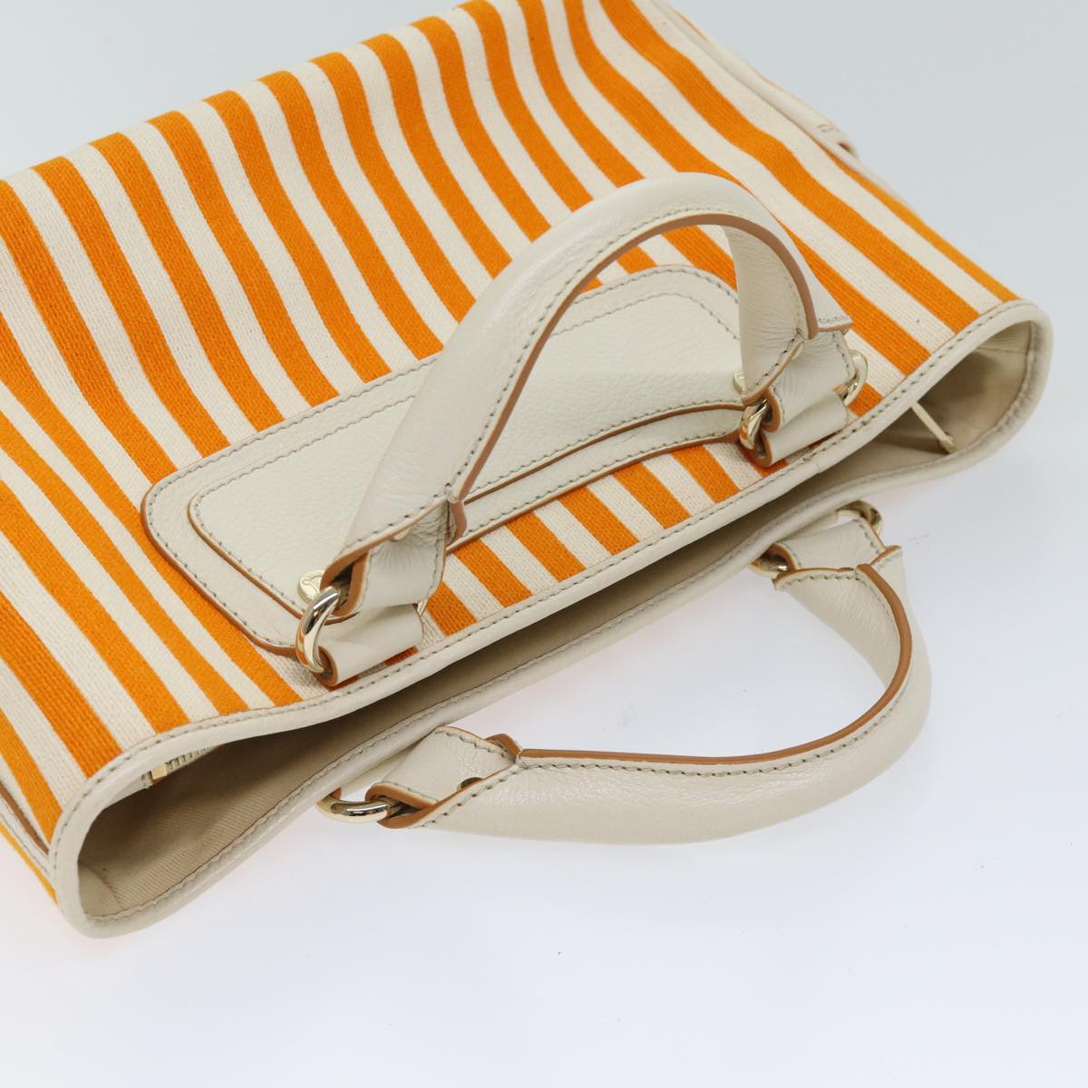 CELINE Hand Bag Canvas Orange Auth 71340