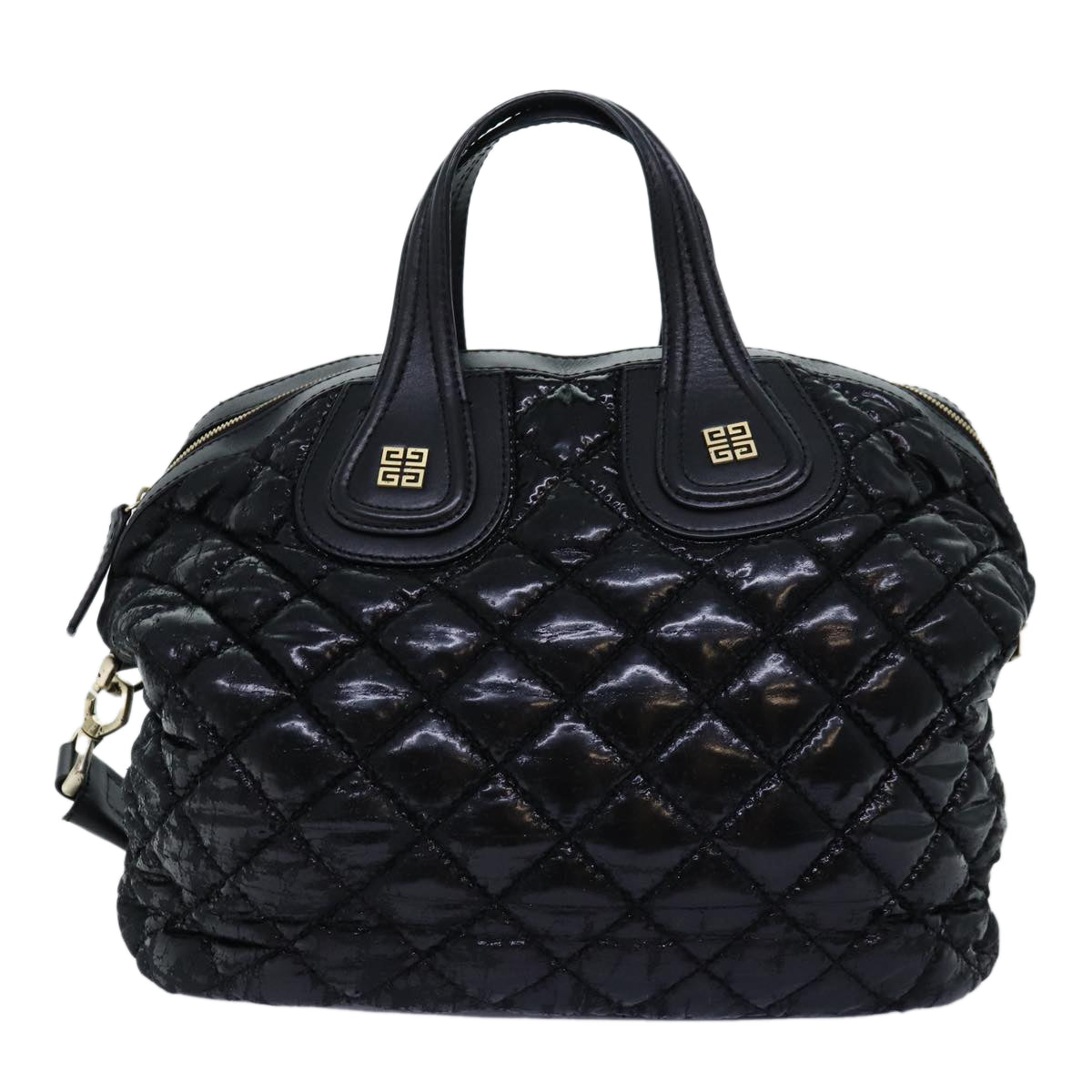 GIVENCHY Quilted Nightingale Hand Bag Coated Canvas 2way Black Auth 71341 - 0