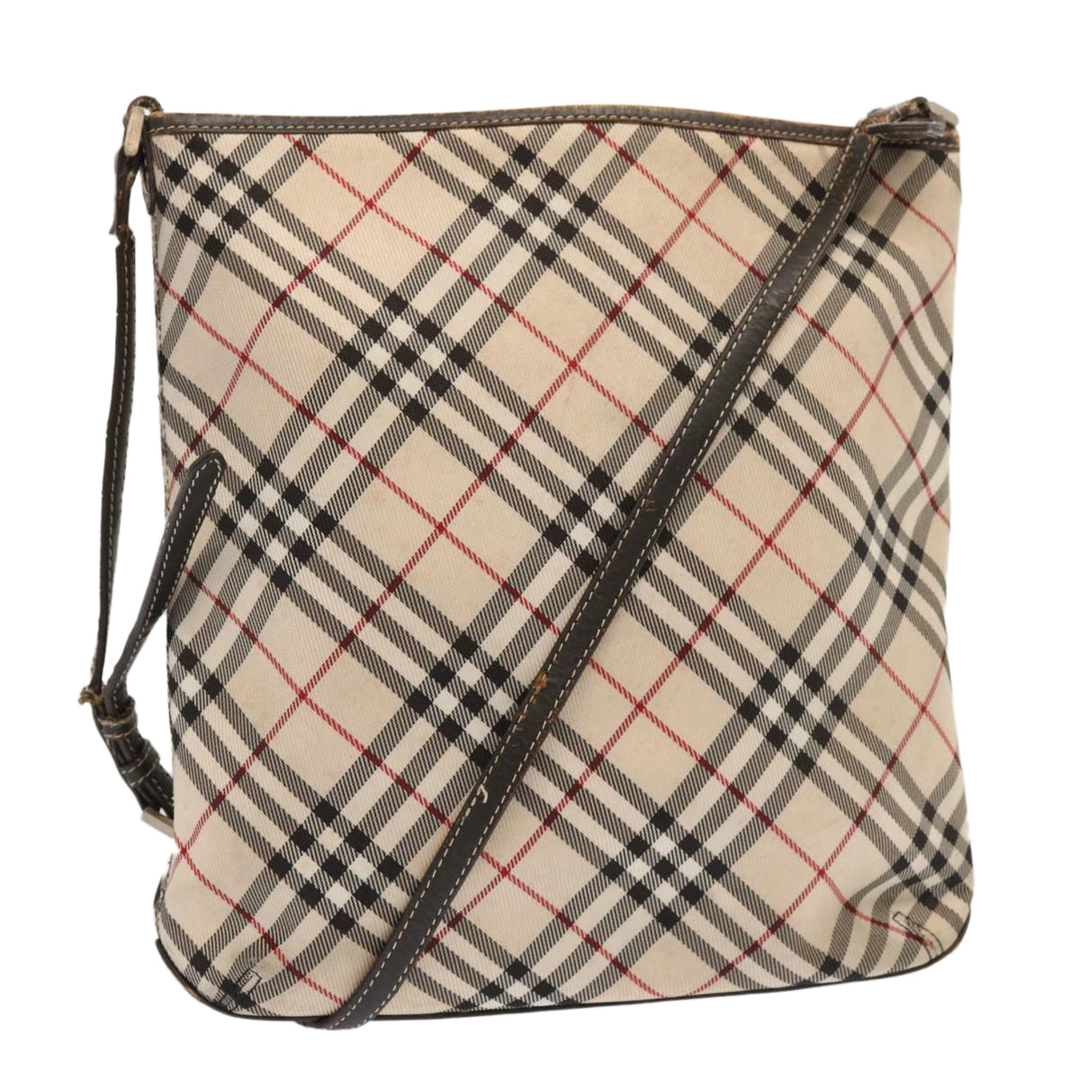 BURBERRY Nova Check Blue Label Shoulder Bag Canvas Beige Auth 71349