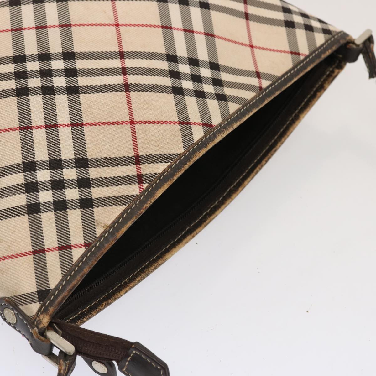 BURBERRY Nova Check Blue Label Shoulder Bag Canvas Beige Auth 71349