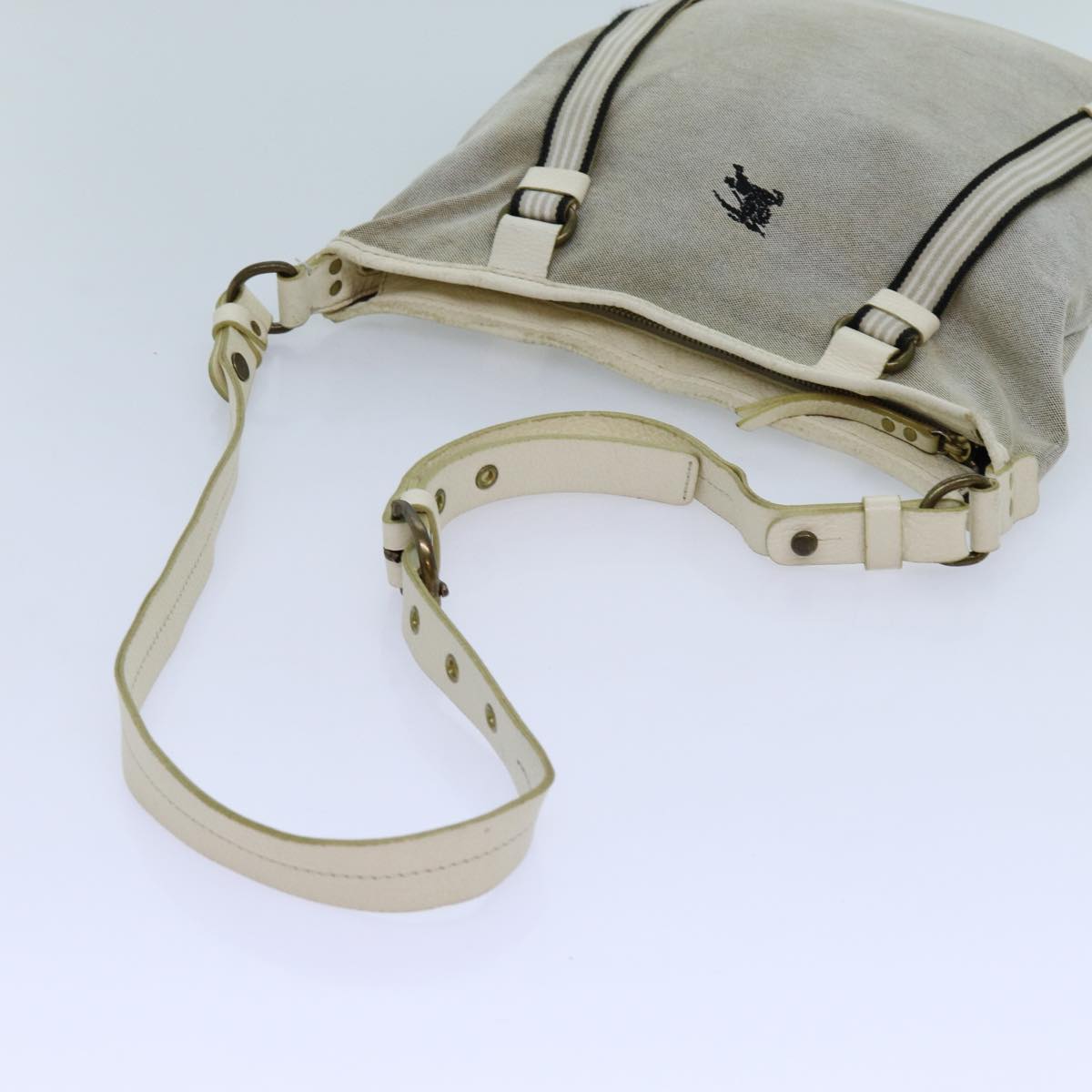 BURBERRY Blue Label Shoulder Bag Canvas Gray Auth 71350