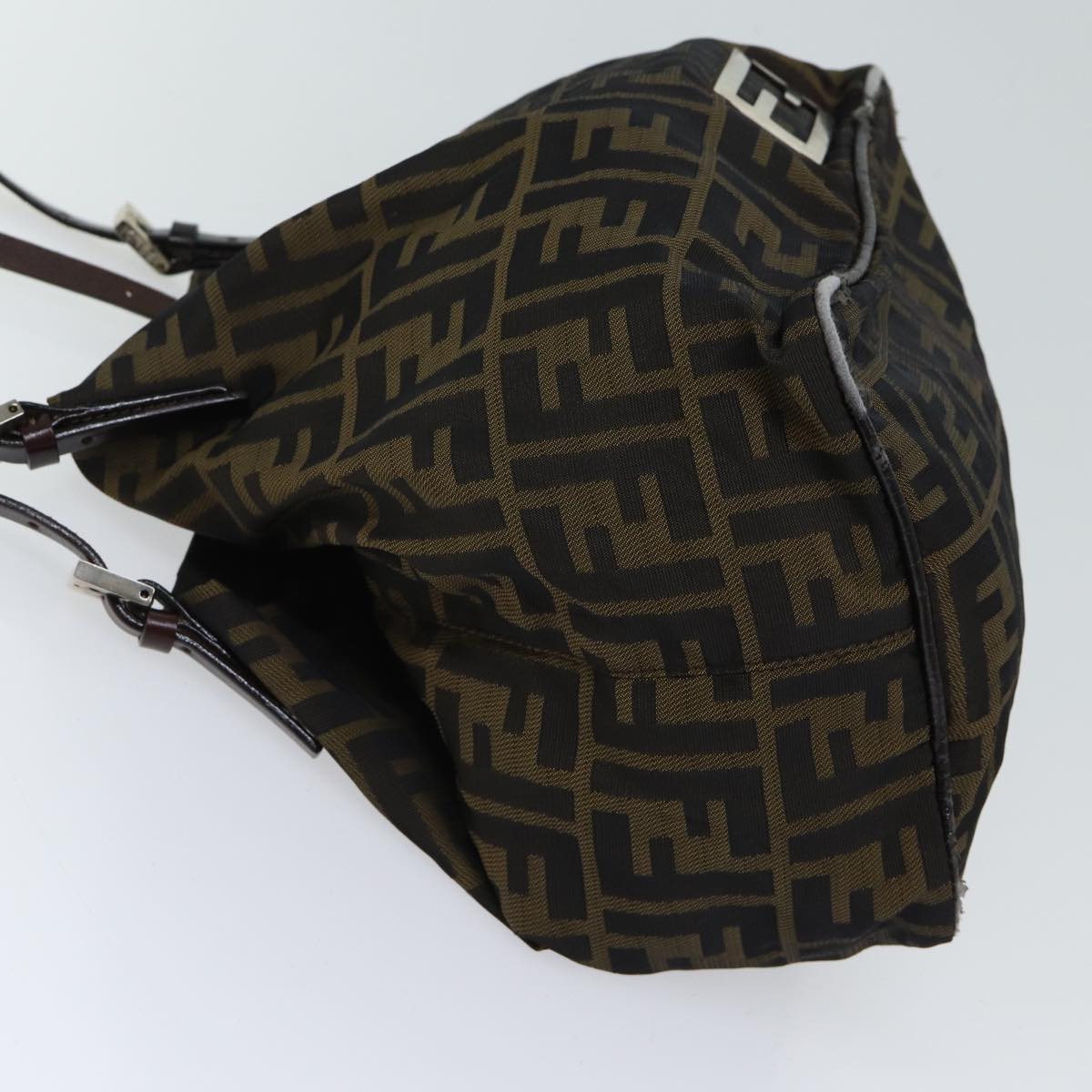 FENDI Zucca Canvas Hand Bag Brown Black Auth 71356