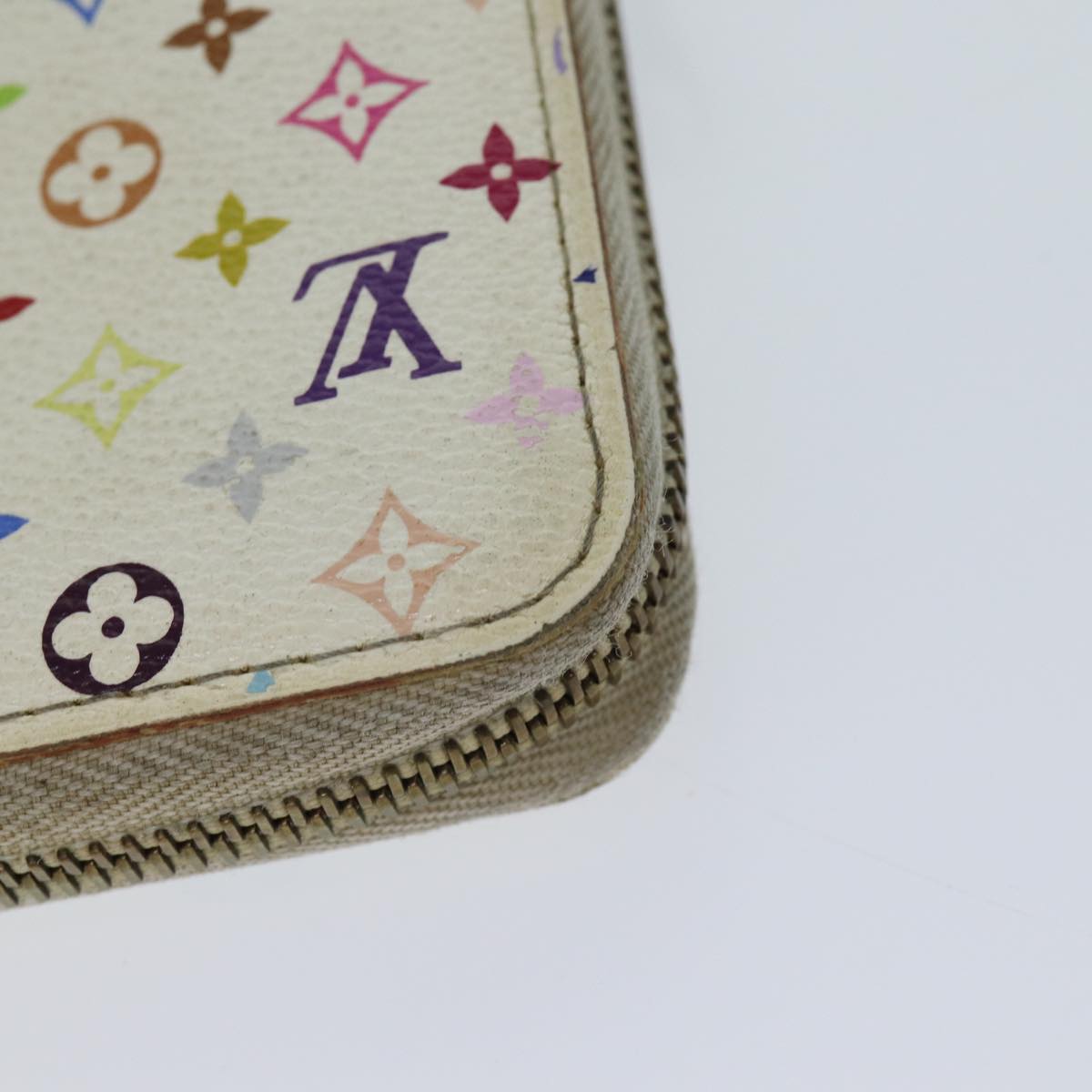 LOUIS VUITTON Monogram Multicolor Zippy Wallet White M60241 LV Auth 71364