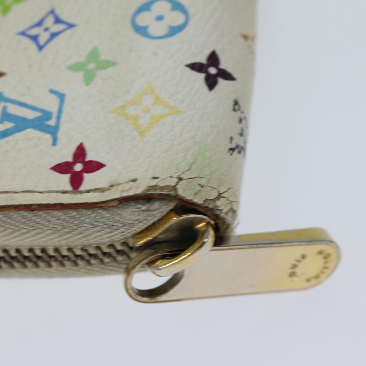 LOUIS VUITTON Monogram Multicolor Zippy Wallet White M60241 LV Auth 71364