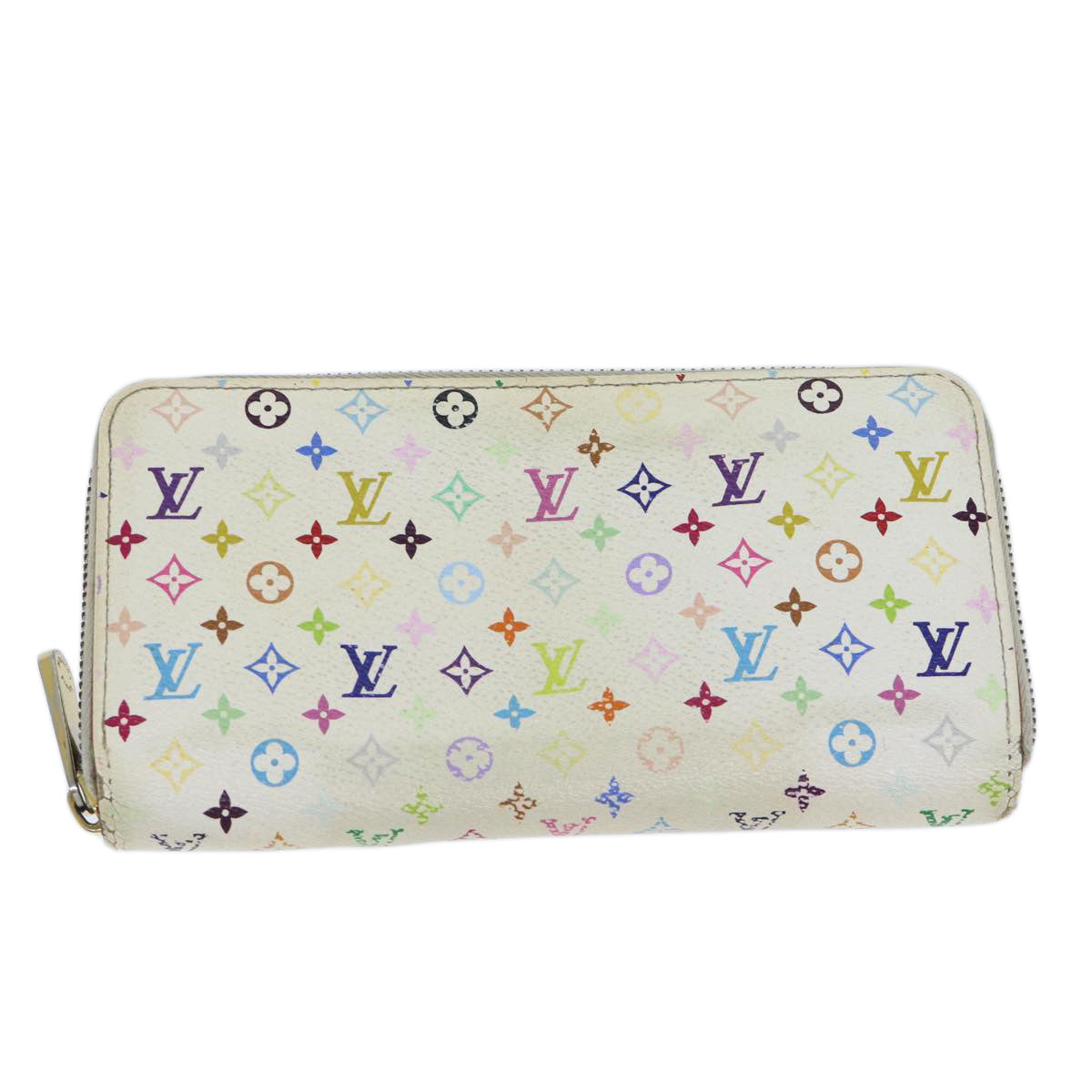 LOUIS VUITTON Monogram Multicolor Zippy Wallet White M60241 LV Auth 71364 - 0