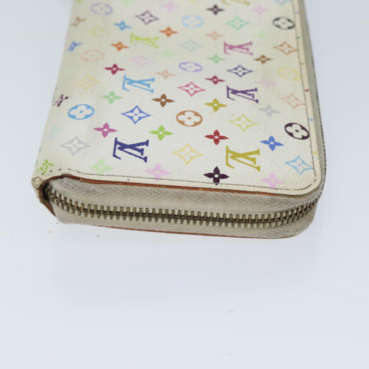 LOUIS VUITTON Monogram Multicolor Zippy Wallet White M60241 LV Auth 71364