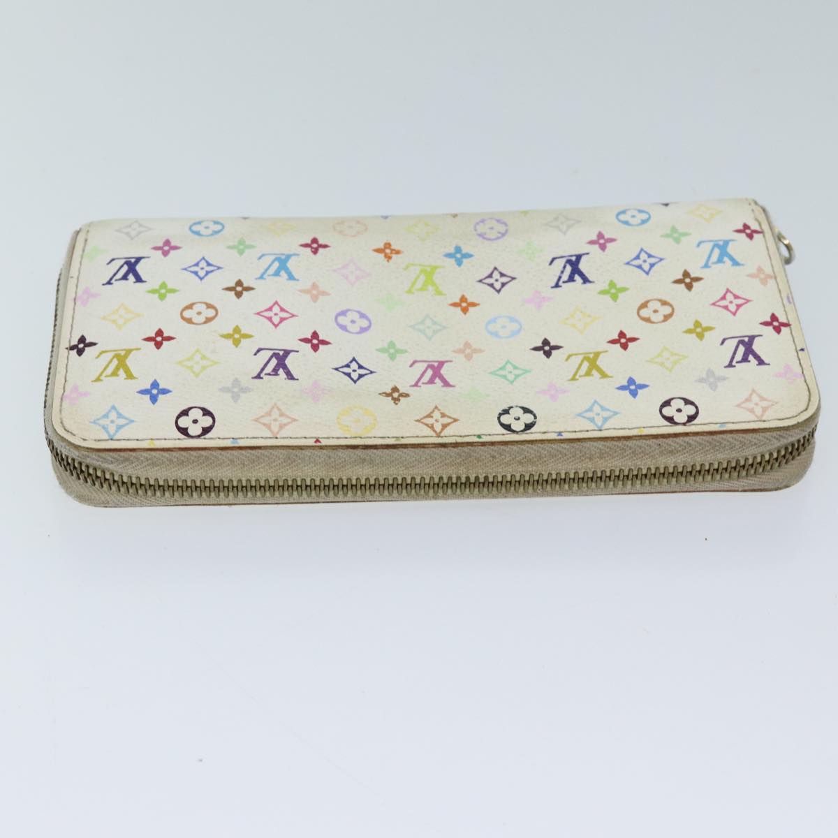 LOUIS VUITTON Monogram Multicolor Zippy Wallet White M60241 LV Auth 71364