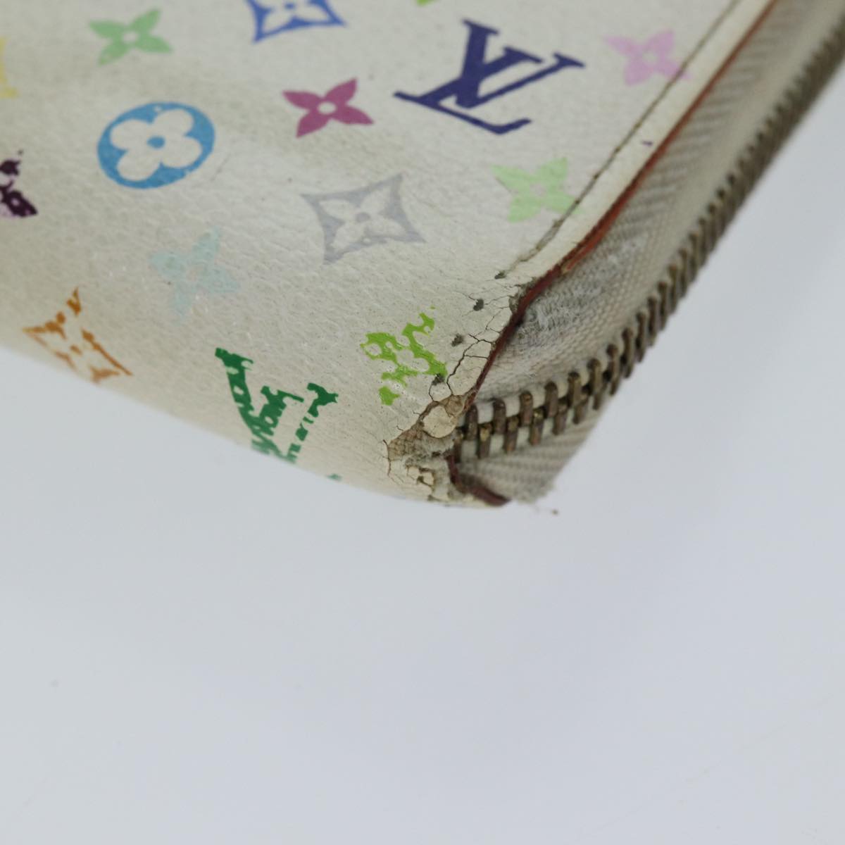 LOUIS VUITTON Monogram Multicolor Zippy Wallet White M60241 LV Auth 71364