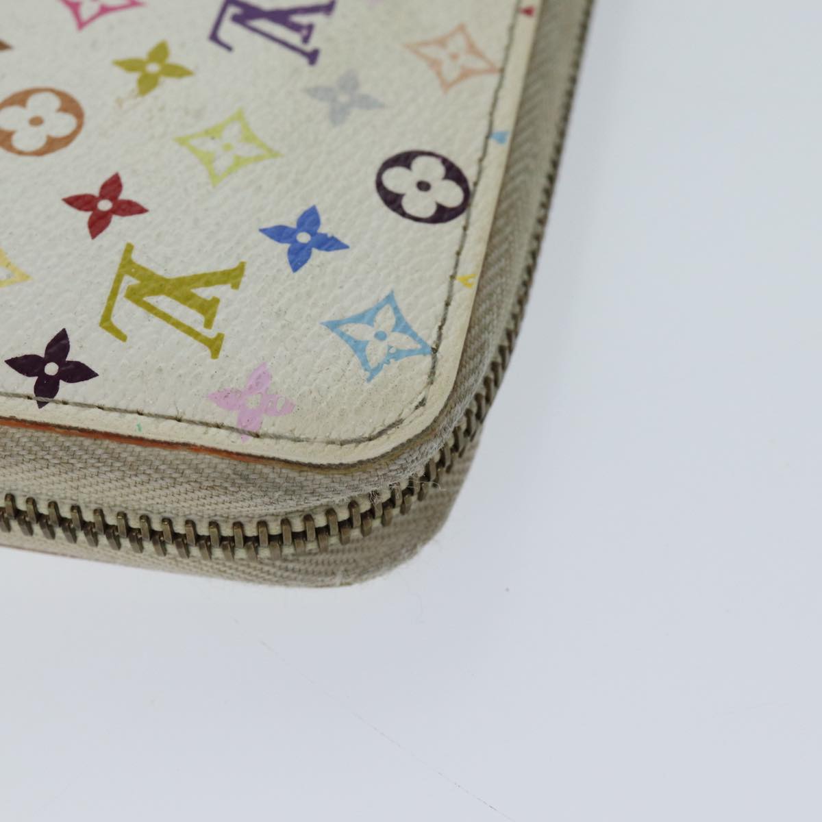 LOUIS VUITTON Monogram Multicolor Zippy Wallet White M60241 LV Auth 71364